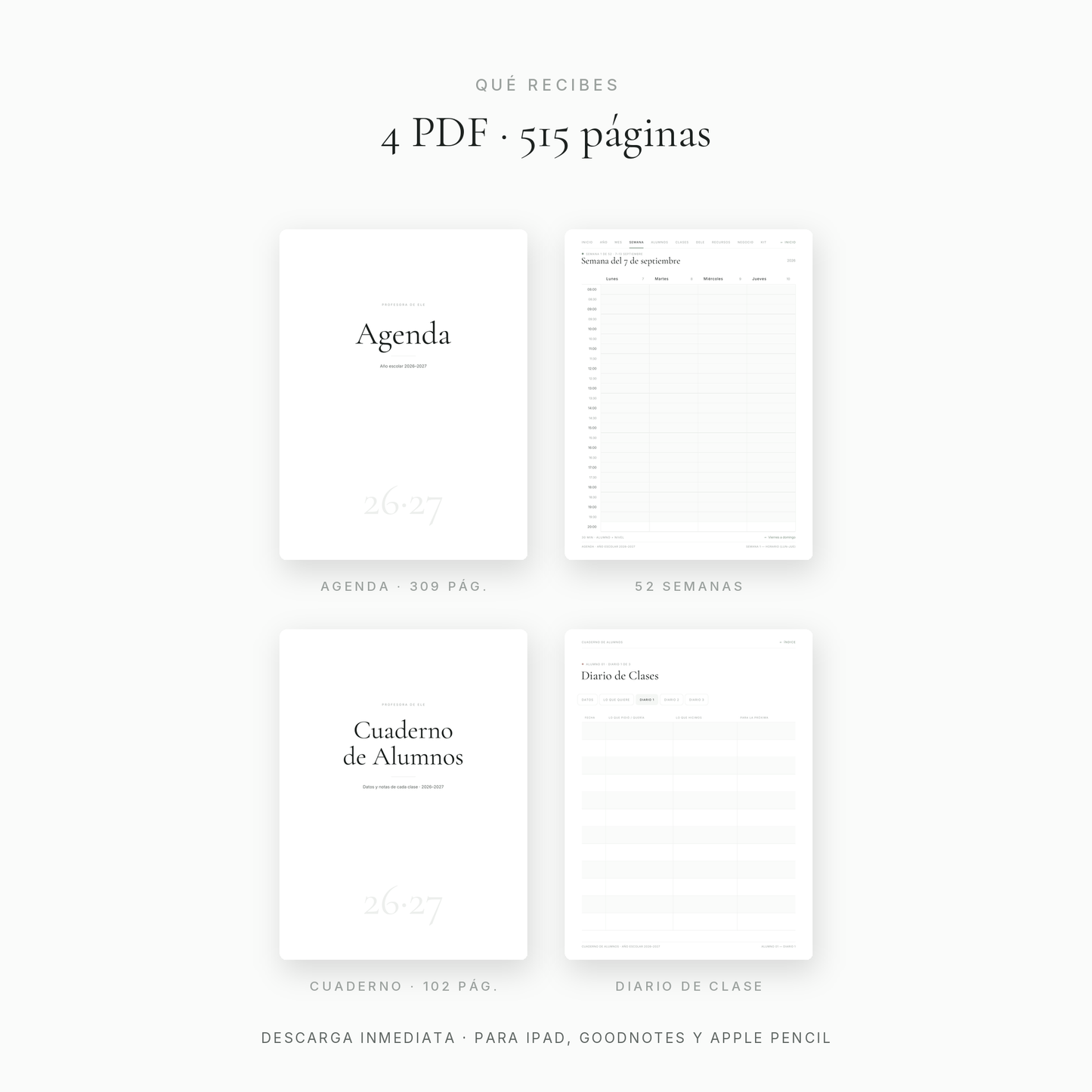 Agenda ELE 2026–2027 · Planner digital para profesoras de español