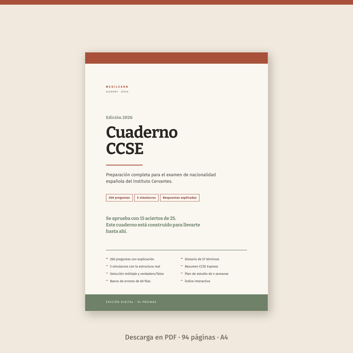 Cuaderno CCSE 2026 · Examen de nacionalidad española (PDF)
