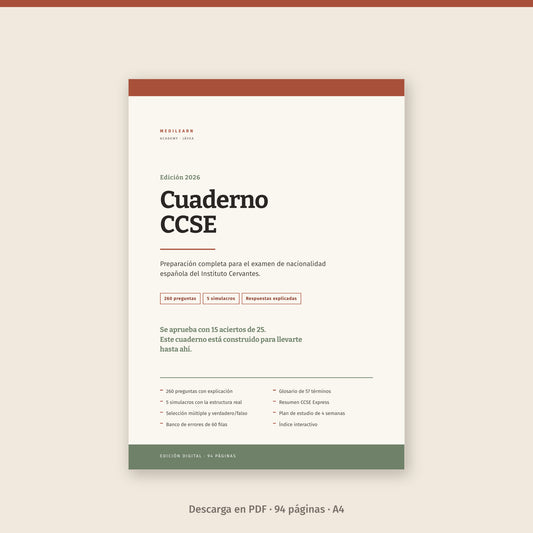 Cuaderno CCSE 2026 · Examen de nacionalidad española (PDF)
