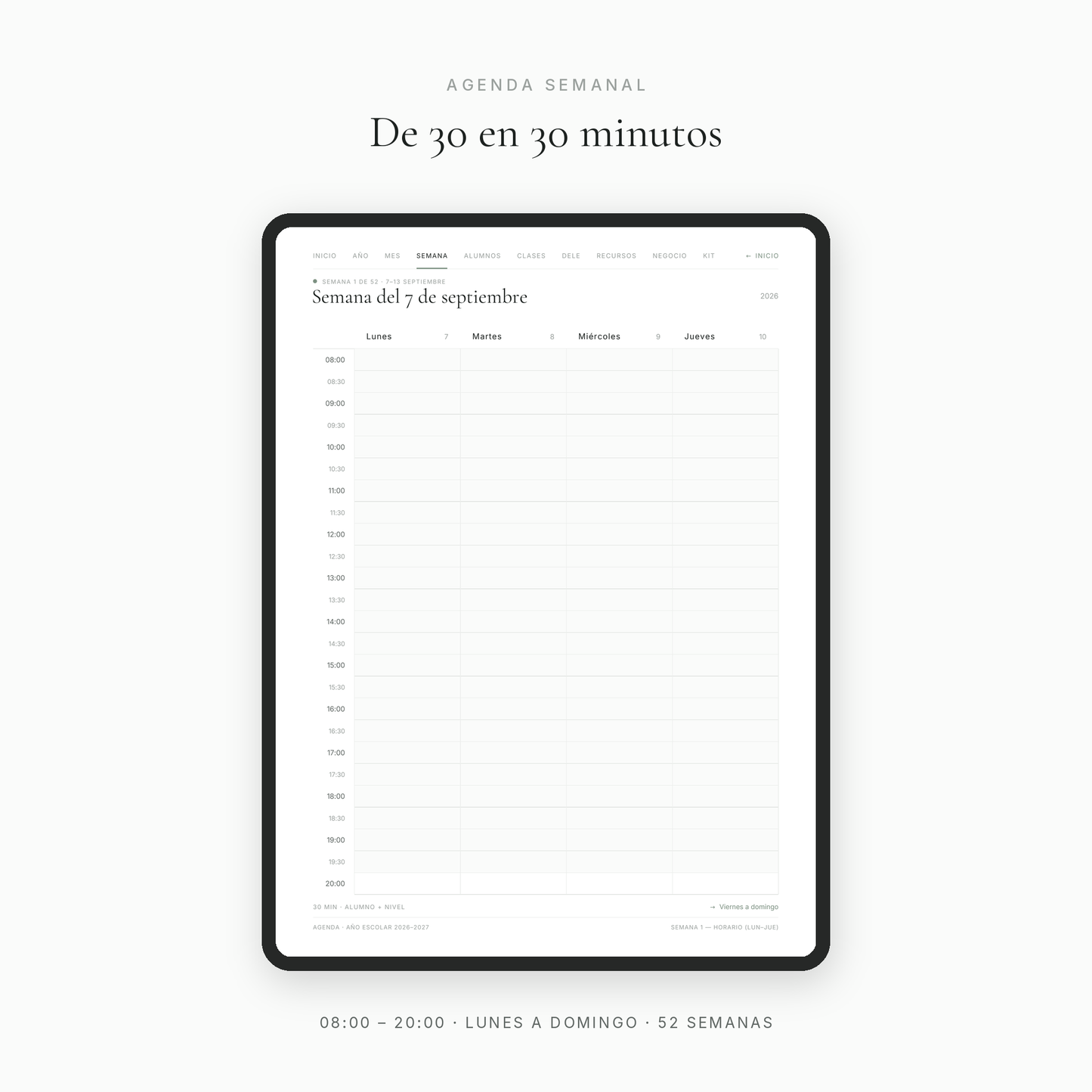 Agenda ELE 2026–2027 · Planner digital para profesoras de español