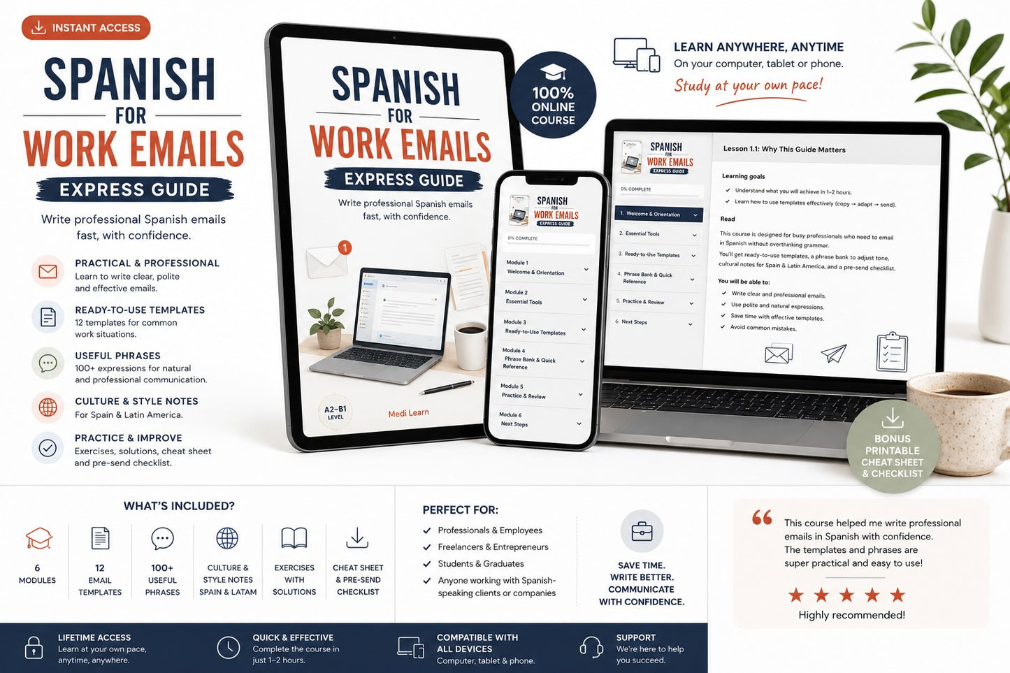 Learn Professional Spanish Emails | Online Course A2–B1